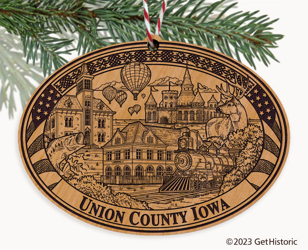 Union County Iowa Engraved Natural Ornament