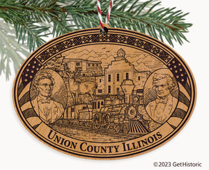 Union County Illinois Engraved Natural Ornament