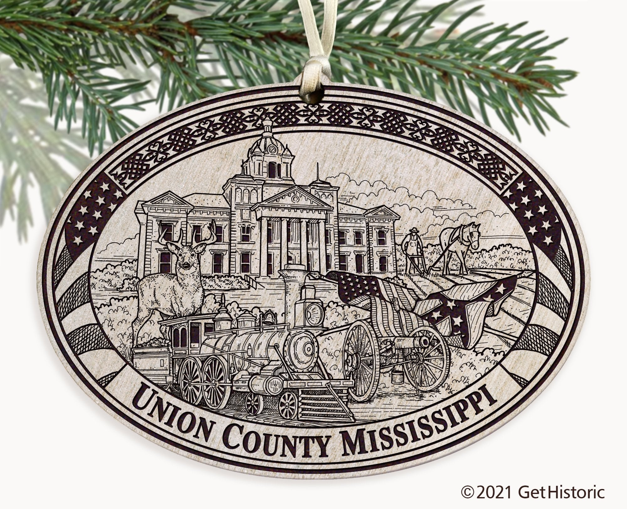 Union County Mississippi Engraved Ornament