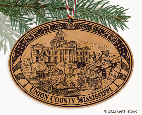 Union County Mississippi Engraved Natural Ornament