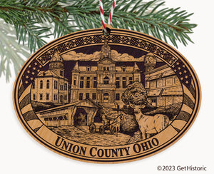 Union County Ohio Engraved Natural Ornament