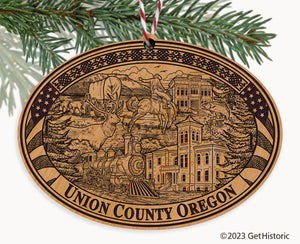 Union County Oregon Engraved Natural Ornament