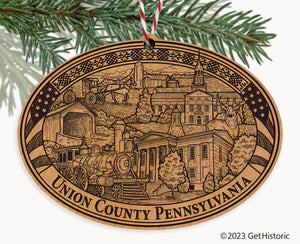 Union County Pennsylvania Engraved Natural Ornament
