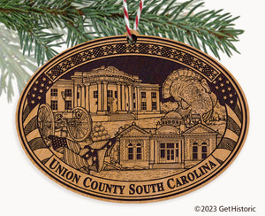 Union County South Carolina Engraved Natural Ornament