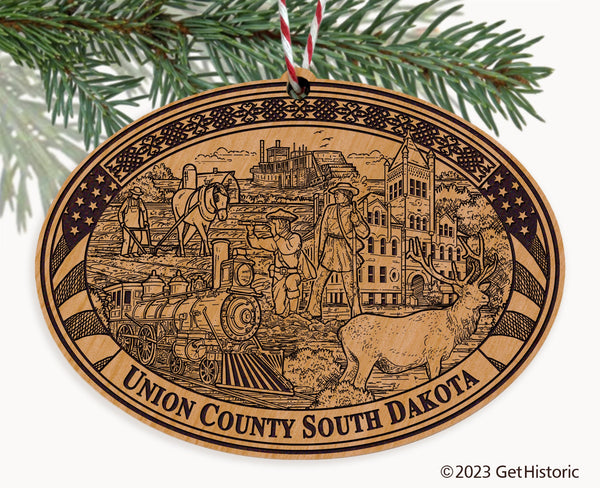 Union County South Dakota Engraved Natural Ornament