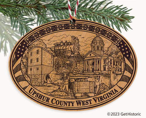 Upshur County West Virginia Engraved Natural Ornament