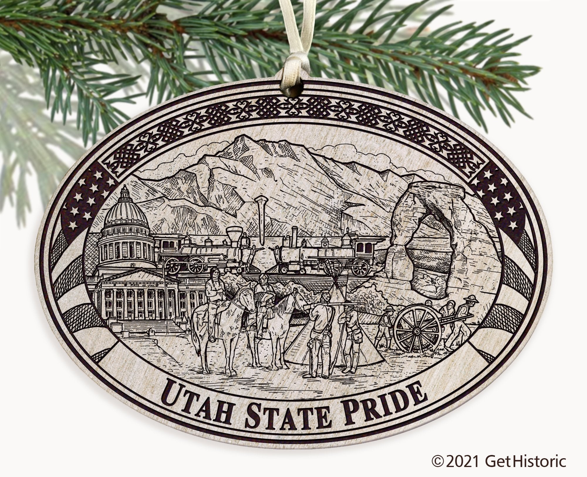 Utah State Engraved Ornament