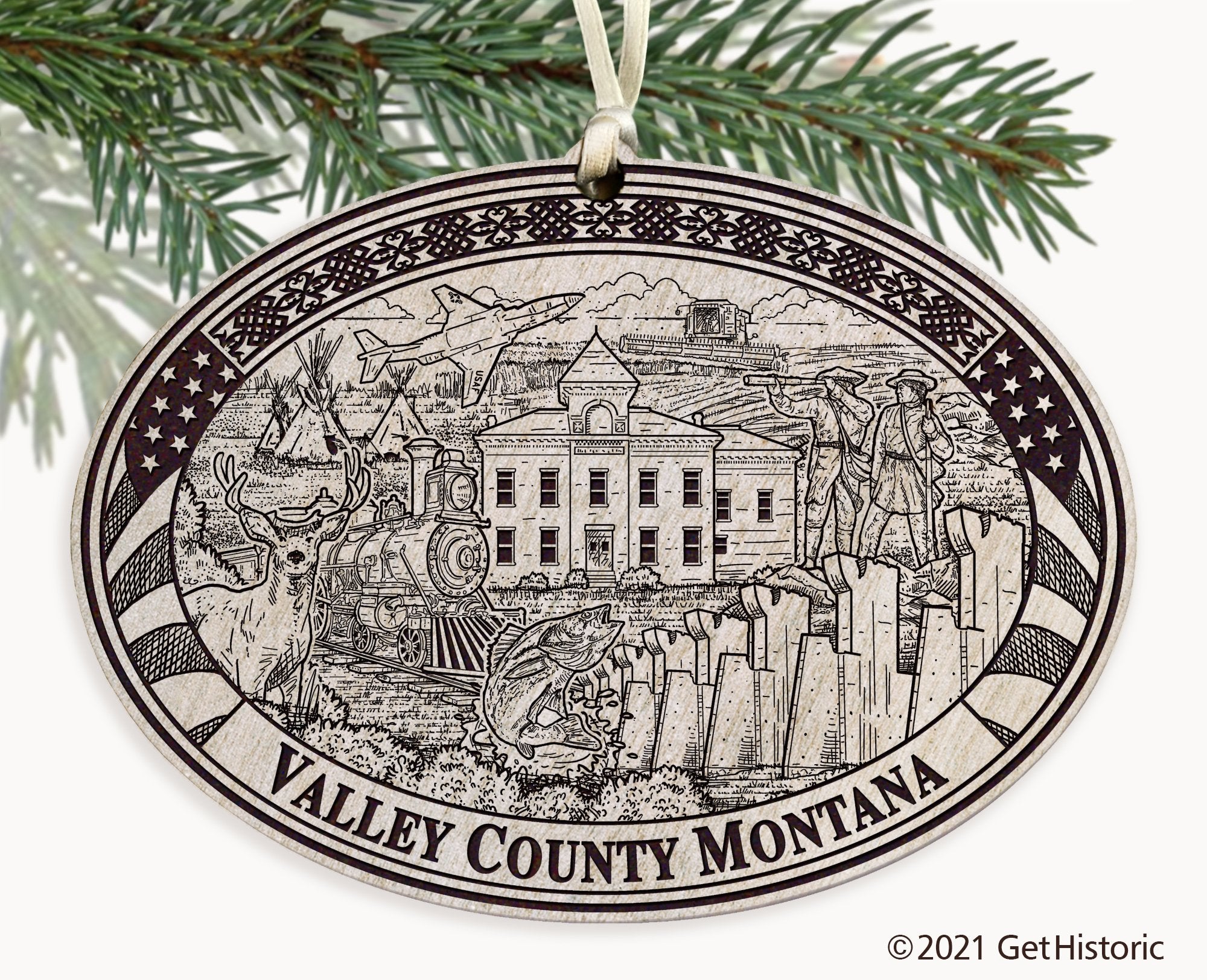 Valley County Montana Engraved Ornament