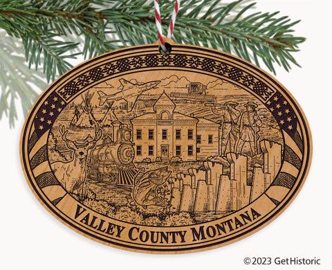 Valley County Montana Engraved Natural Ornament