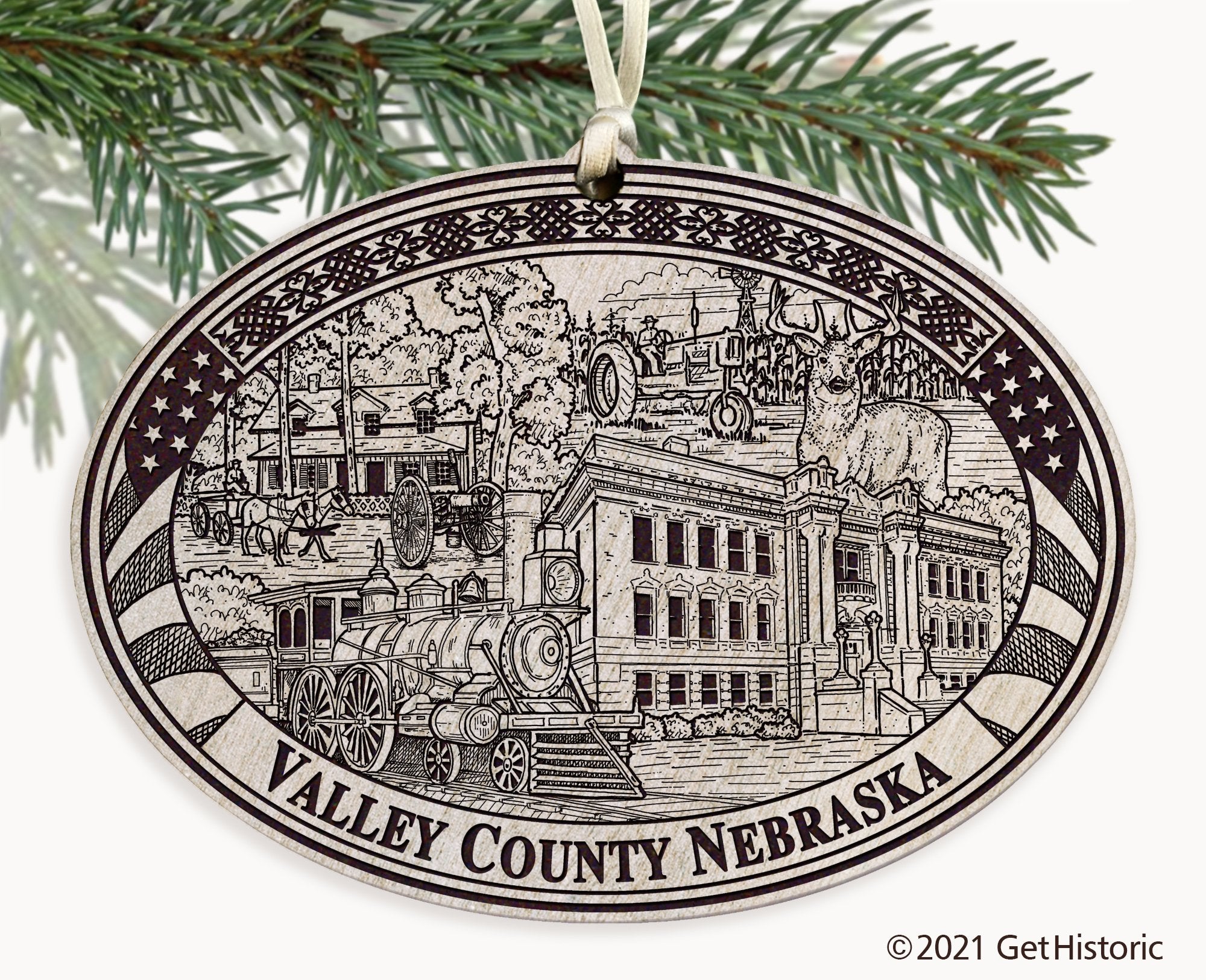 Valley County Nebraska Engraved Ornament