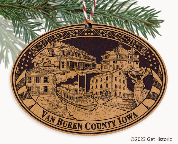 Van Buren County Iowa Engraved Natural Ornament