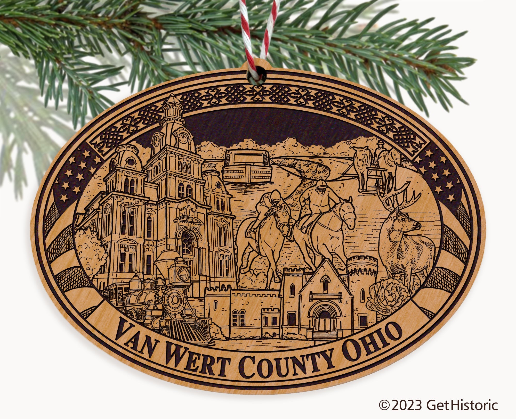 Van Wert County Ohio Engraved Natural Ornament