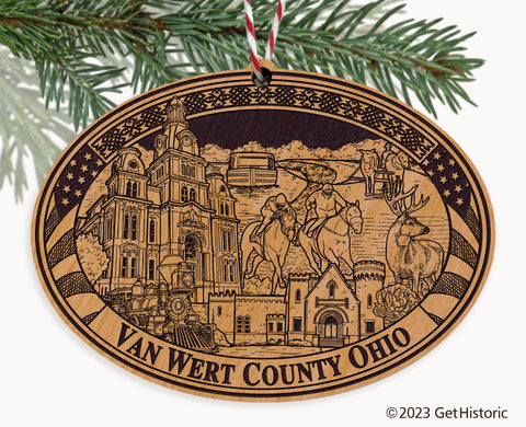 Van Wert County Ohio Engraved Natural Ornament