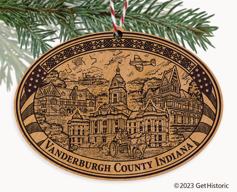 Vanderburgh County Indiana Engraved Natural Ornament