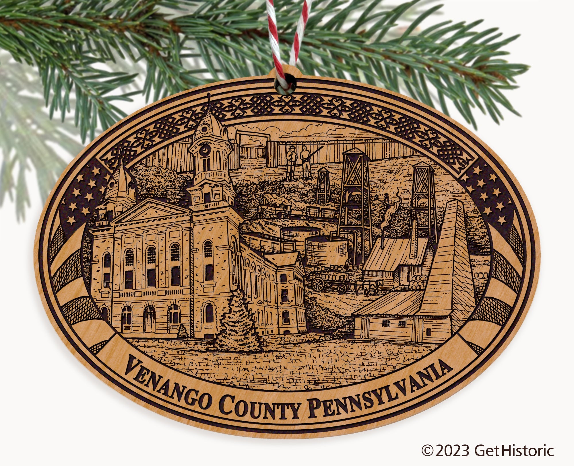 Venango County Pennsylvania Engraved Natural Ornament