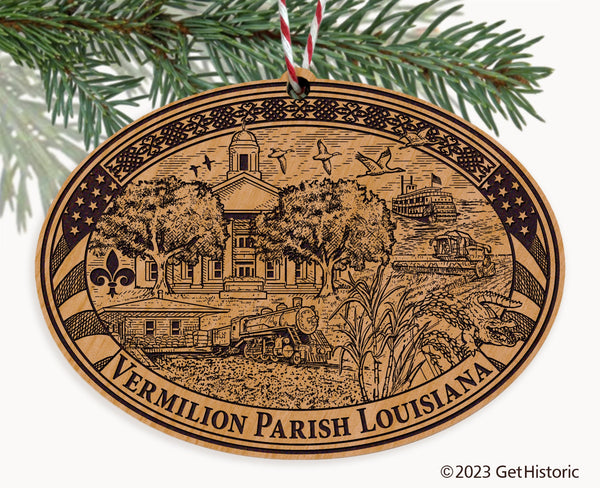 Vermilion Parish Louisiana Engraved Natural Ornament