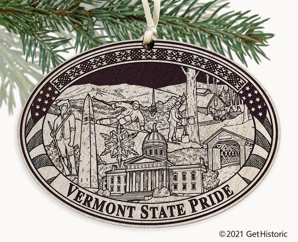 Vermont State Engraved Ornament