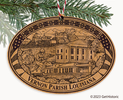 Vernon Parish Louisiana Engraved Natural Ornament