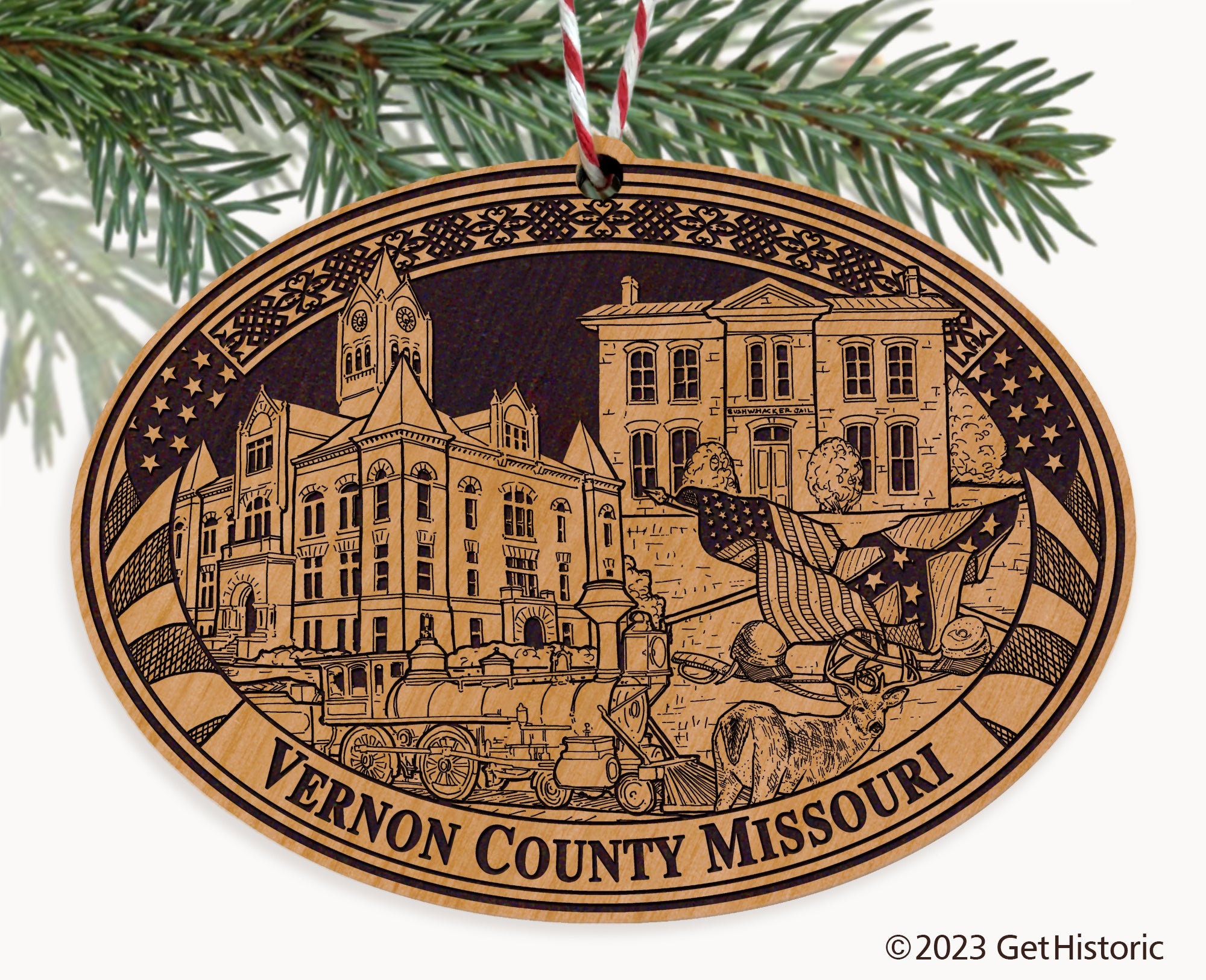 Vernon County Missouri Engraved Natural Ornament