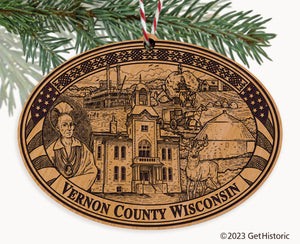 Vernon County Wisconsin Engraved Natural Ornament