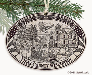 Vilas County Wisconsin Engraved Ornament