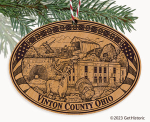 Vinton County Ohio Engraved Natural Ornament