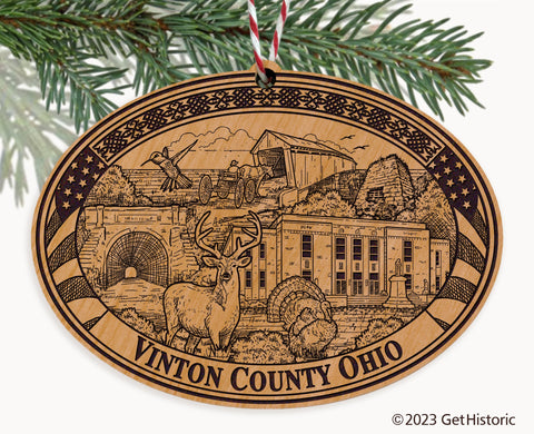 Vinton County Ohio Engraved Natural Ornament