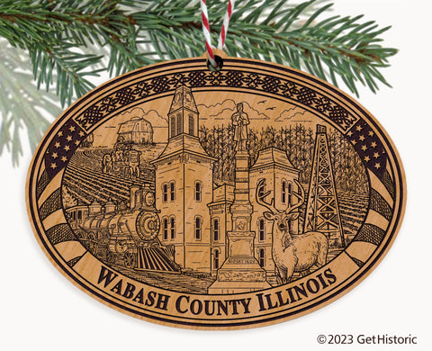 Wabash County Illinois Engraved Natural Ornament