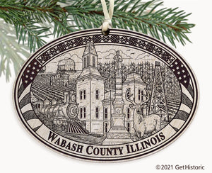 Wabash County Illinois Engraved Ornament