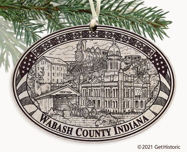 Wabash County Indiana Engraved Ornament