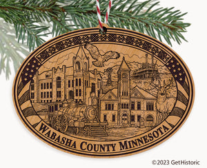 Wabasha County Minnesota Engraved Natural Ornament