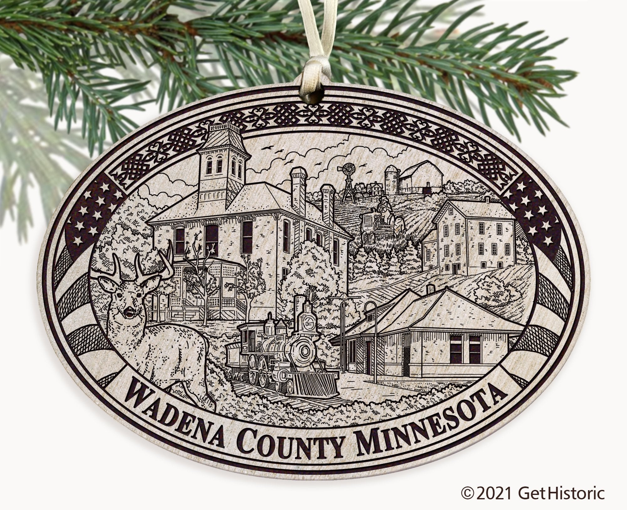Wadena County Minnesota Engraved Ornament