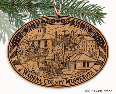 Wadena County Minnesota Engraved Natural Ornament