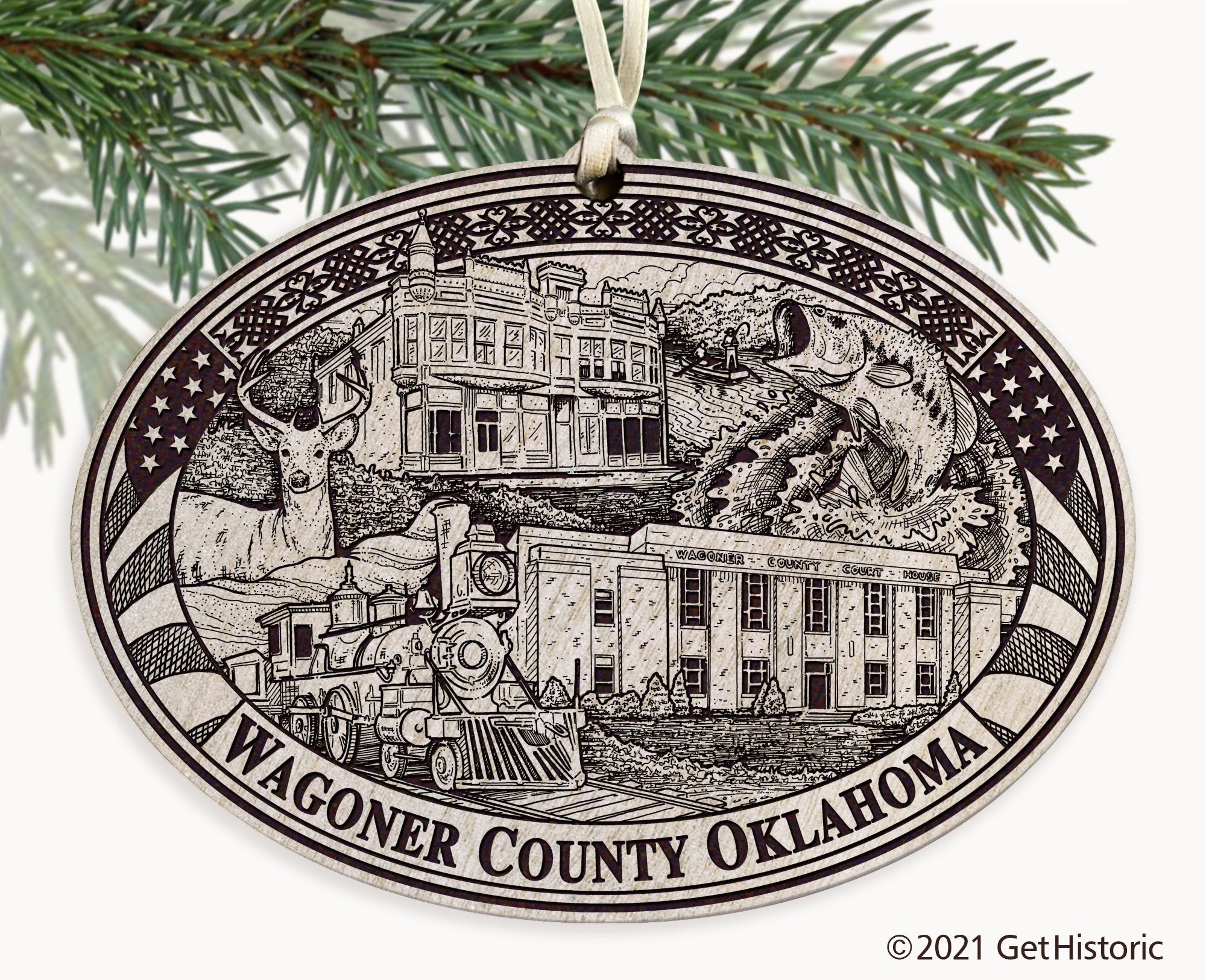 Wagoner County Oklahoma Engraved Ornament