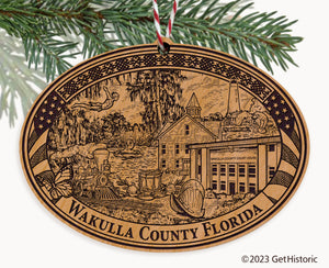 Wakulla County Florida Engraved Natural Ornament