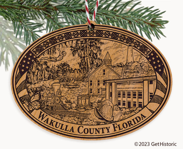 Wakulla County Florida Engraved Natural Ornament
