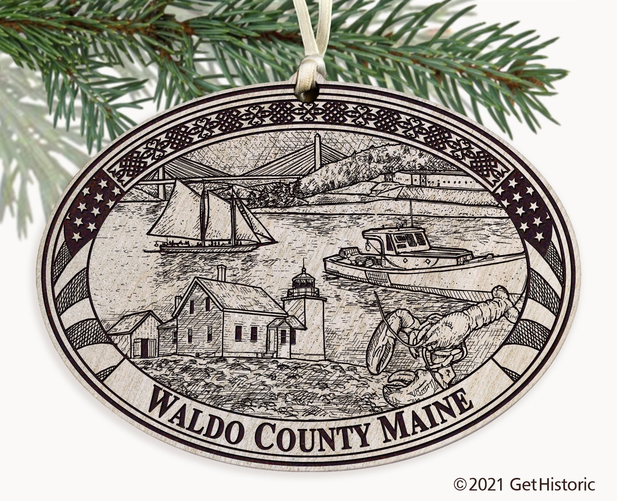 Waldo County Maine Engraved Ornament
