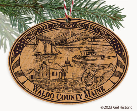 Waldo County Maine Engraved Natural Ornament