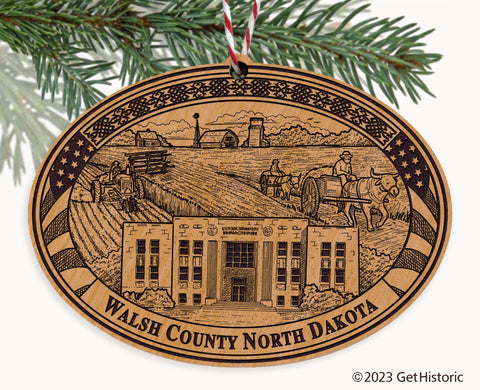 Walsh County North Dakota Engraved Natural Ornament