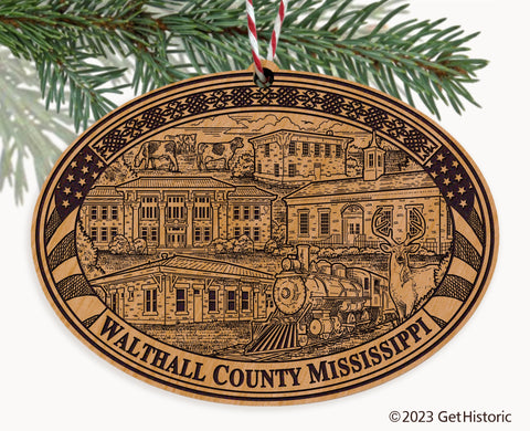 Walthall County Mississippi Engraved Natural Ornament