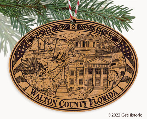 Walton County Florida Engraved Natural Ornament