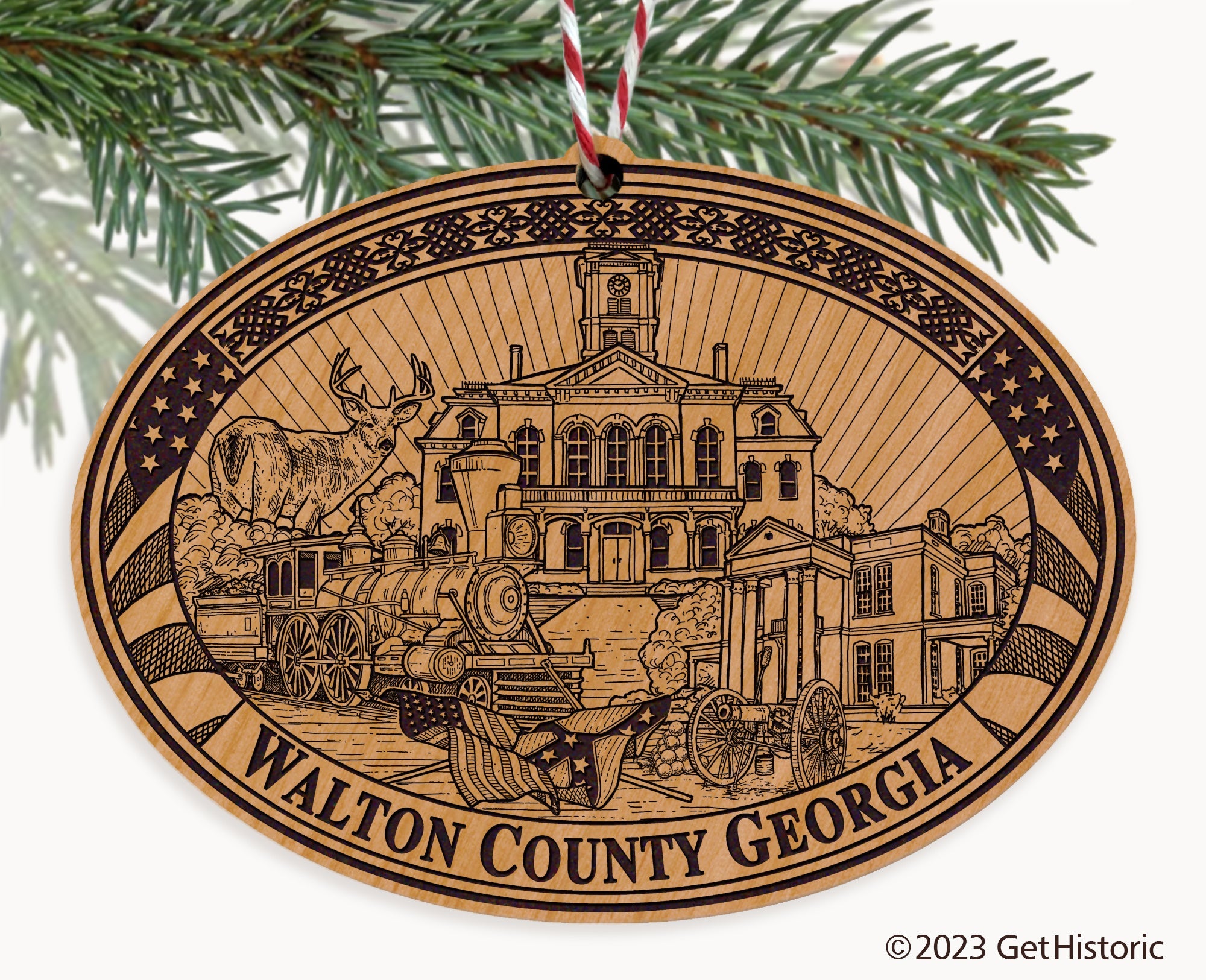 Walton County Georgia Engraved Natural Ornament