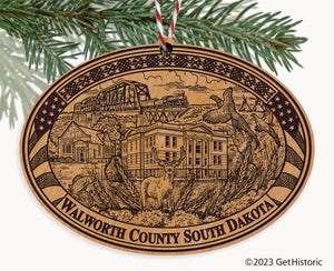 Walworth County South Dakota Engraved Natural Ornament