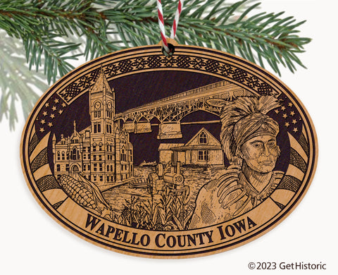 Wapello County Iowa Engraved Natural Ornament