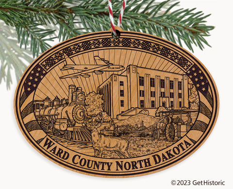 Ward County North Dakota Engraved Natural Ornament