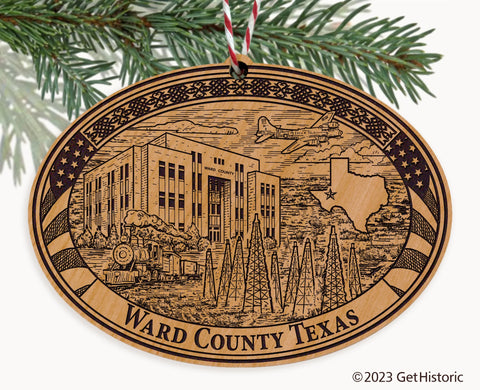 Ward County Texas Engraved Natural Ornament