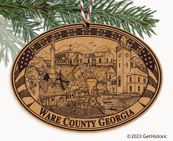 Ware County Georgia Engraved Natural Ornament