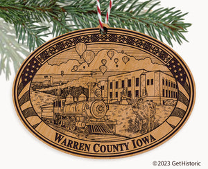 Warren County Iowa Engraved Natural Ornament