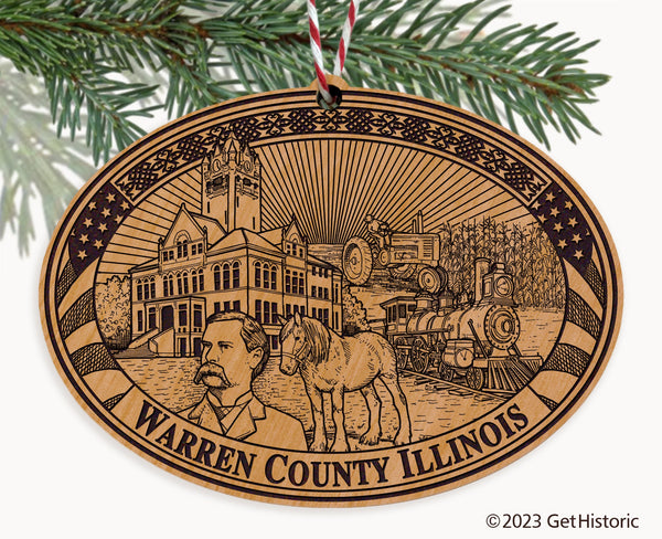 Warren County Illinois Engraved Natural Ornament