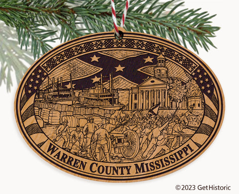 Warren County Mississippi Engraved Natural Ornament